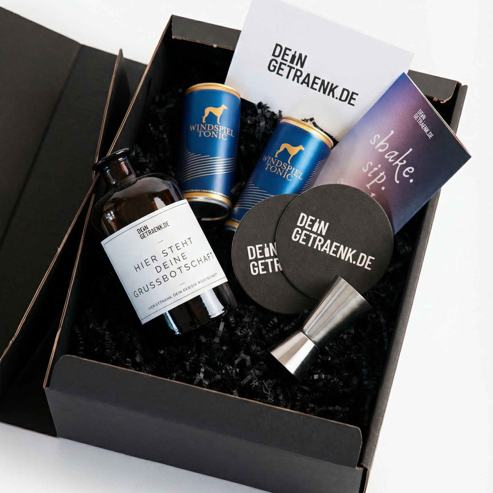 Gin Out Loud Gin-Tonic-Set – personalisierte Geschenkbox mit Gin, Tonic und Zubehör von DeinGetraenk.de