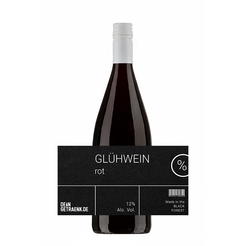 Glühwein rot – personalisierte Glühweinflasche mit individuellem Etikett von DeinGetraenk.de
