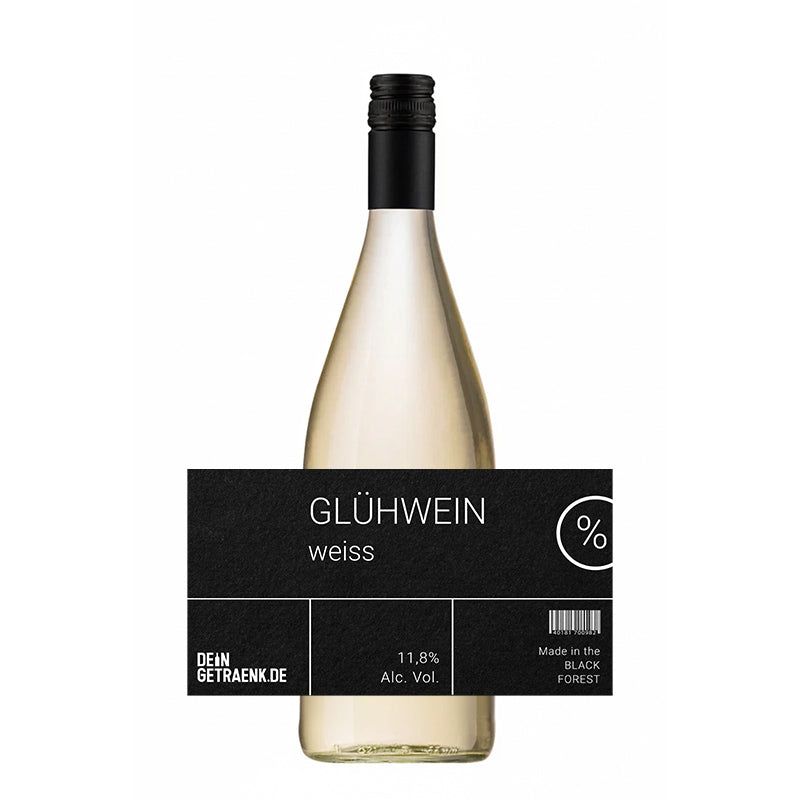 Glühwein weiß – personalisierte Glühweinflasche mit individuellem Etikett von DeinGetraenk.de