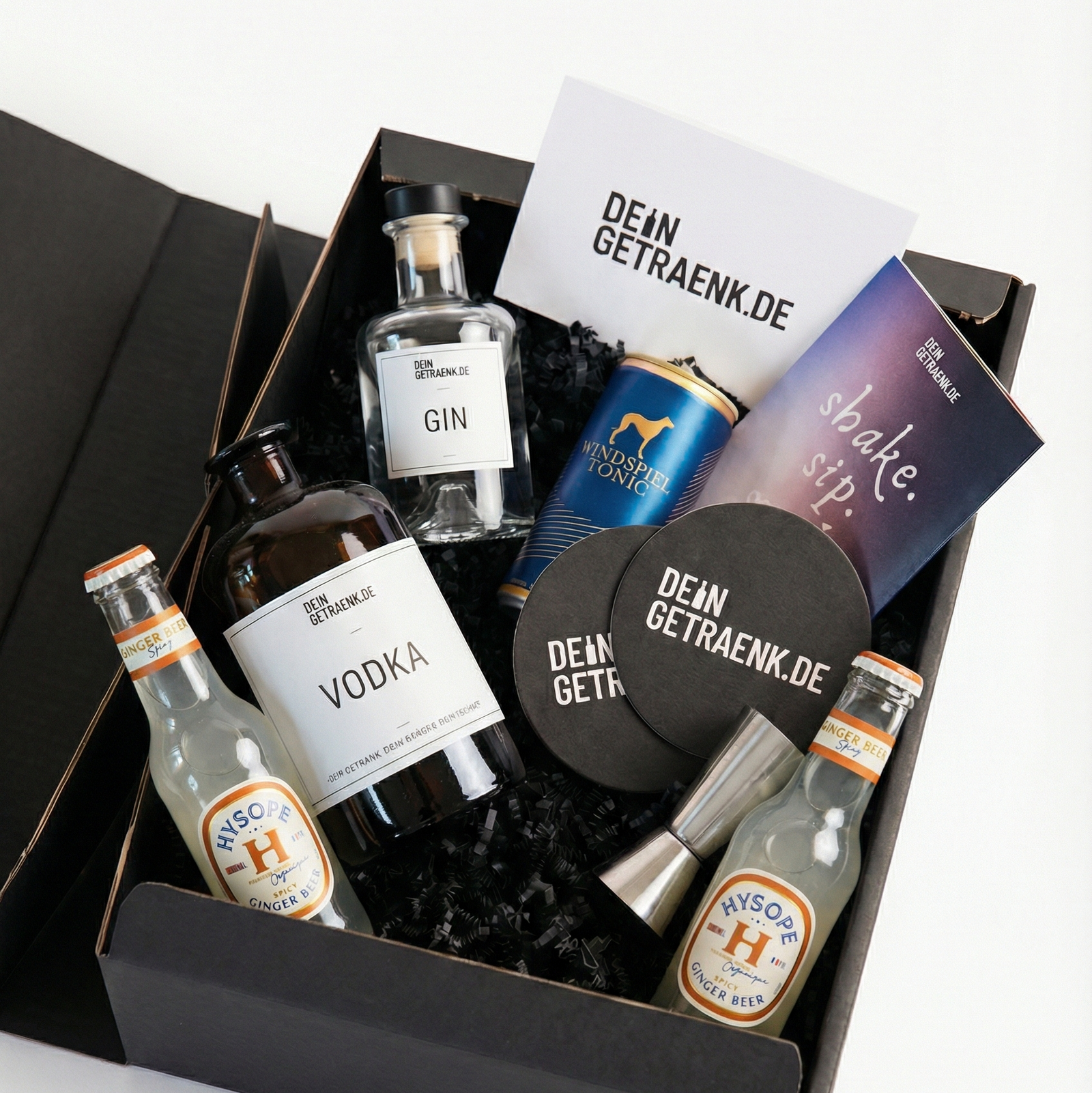 Moscow meets London Cocktail-Set – personalisierte Geschenkbox mit Vodka, Gin und Zubehör von DeinGetraenk.de